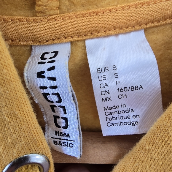 H&M Divided Cropped Drawstring Hoodie  Mustard Yellow  Women's Size  S - Picture 7 of 8